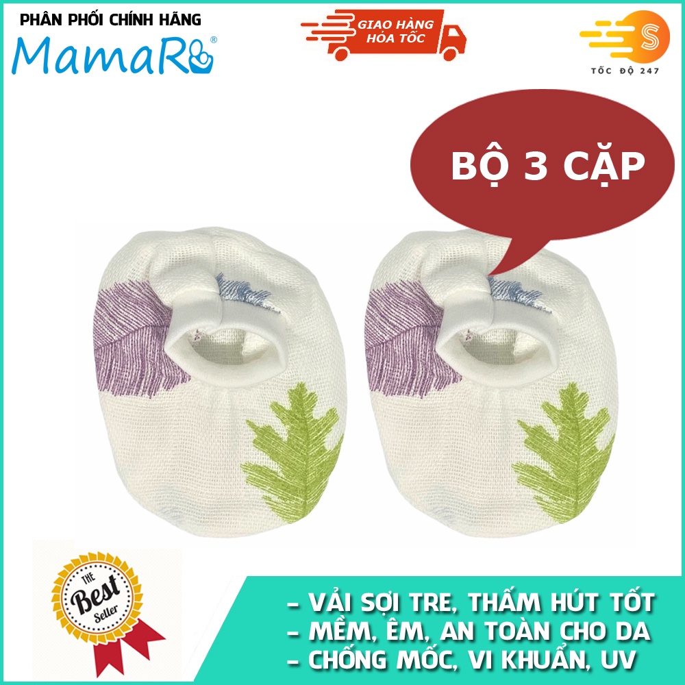 Bộ 3 cái bao chân giữ ấm vải sợi tre cho bé mềm mại Mamaru MA-BC01 - Diệt khuẩn, hút ẩm tốt, kháng tia UV