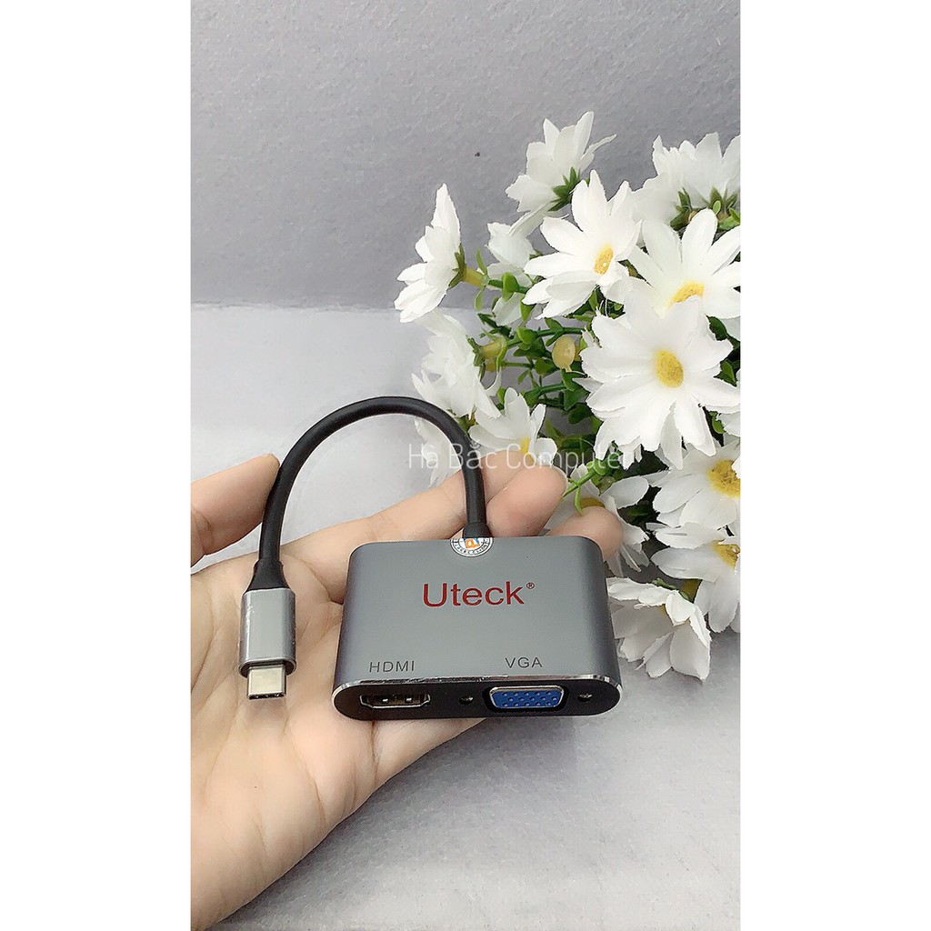 [Mã ELHACE giảm 4% đơn 300K] Cáp Chuyển USB Type-C To HDMI Và VGA Uteck - Dùng cho Macbook