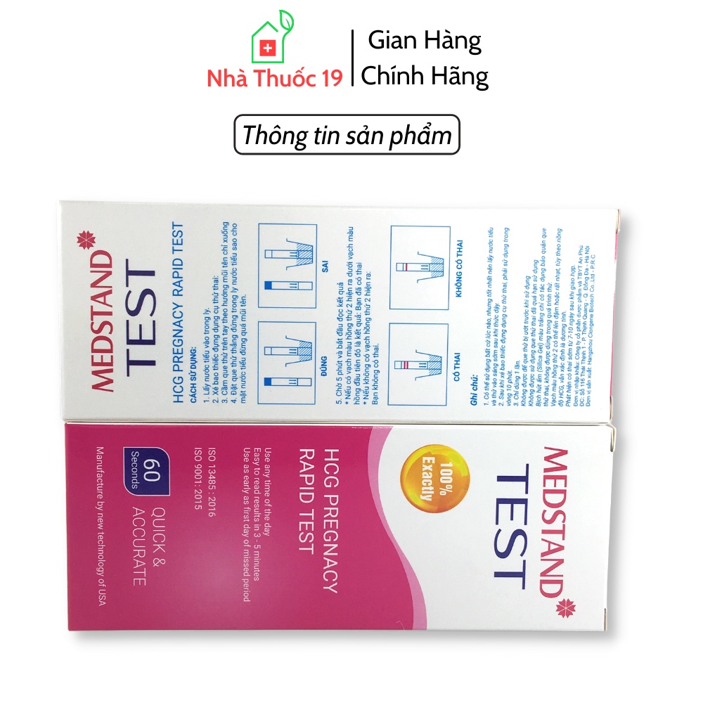 [Che Tên] Que thử thai Test Medstand, Que thử thai giúp phát hiện có thai sớm cho kết quả Nhanh - Chính xác - Tiện lợi