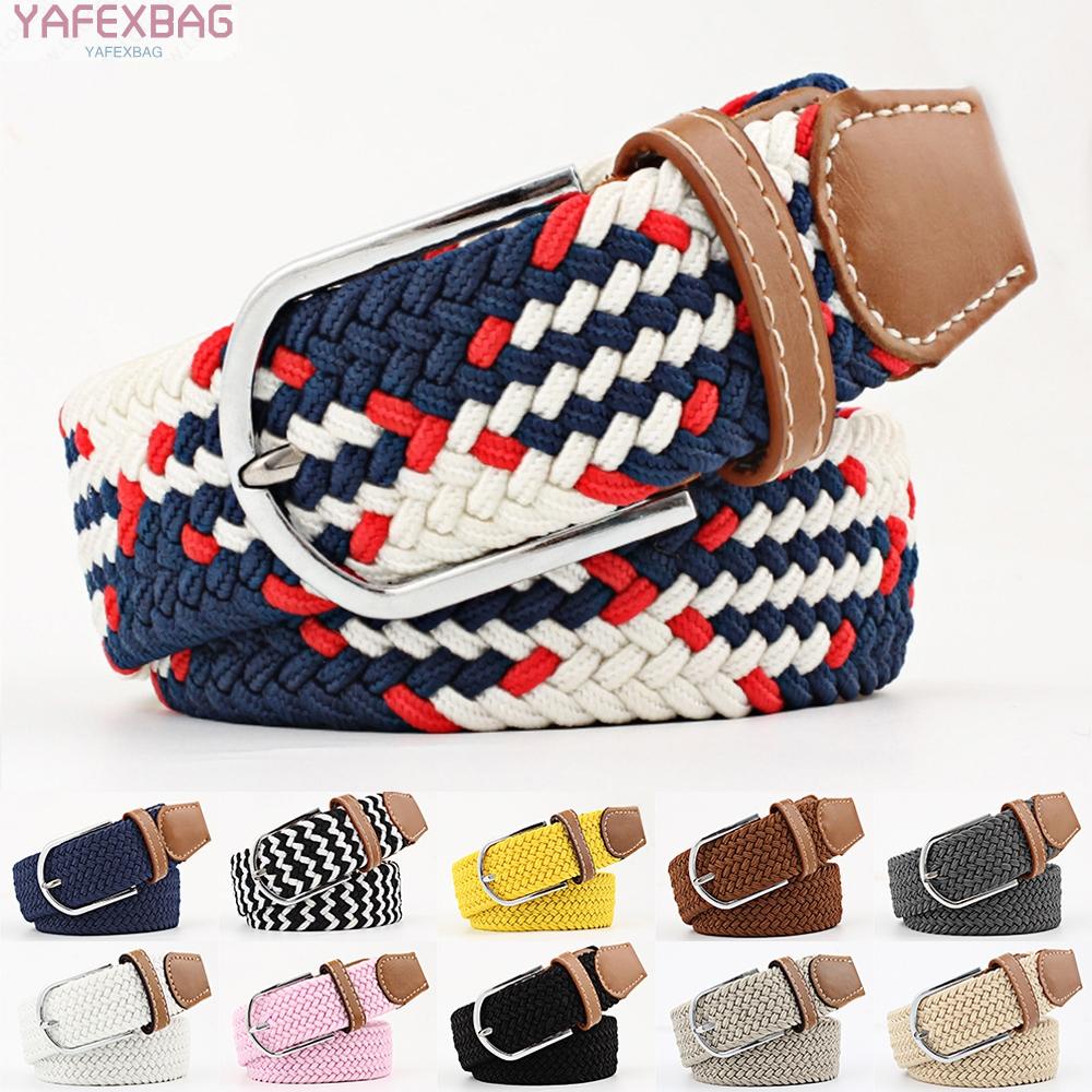Mens Womens Ladies Elasticated Belts Canvas Stretch Elastic Braided Belt Buckle