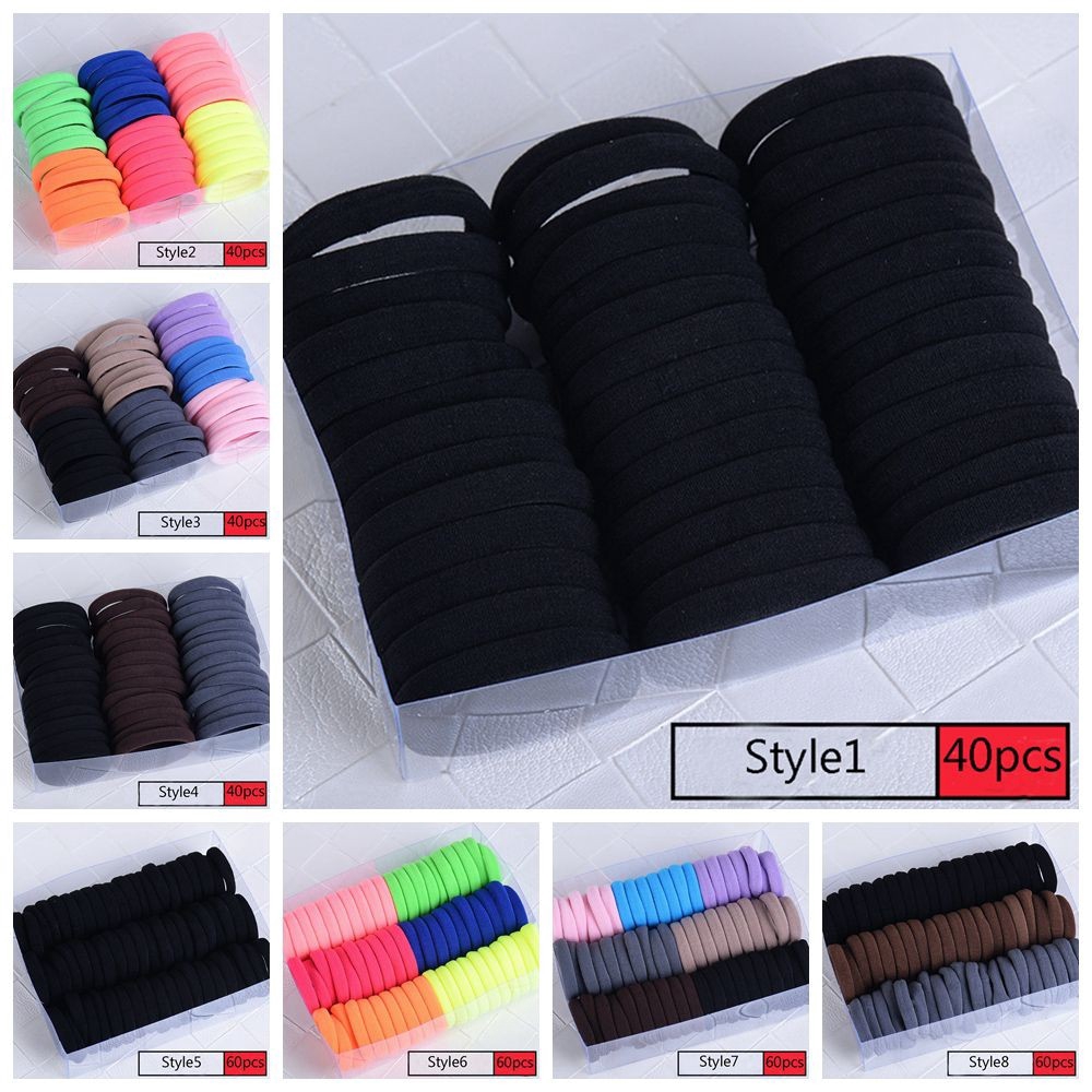 Set 40/60 dây buộc tóc nhiều màu đơn giản thời trang cho nữ