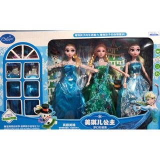 Hộp búp bê elsa 3 cô kèm phụ kiện
