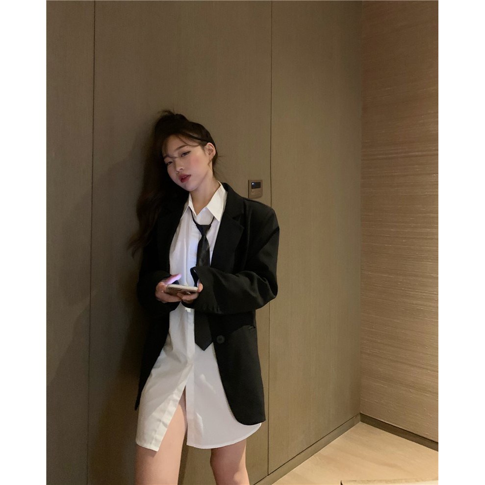 Áo Sơ Mi Trắng Tay Dài Kèm Cà Vạt Túi Nắp Ngực Cổ Bẻ Cá Tính Fom Rộng Phong Cách Hàn Quốc MãB22 | BigBuy360 - bigbuy360.vn