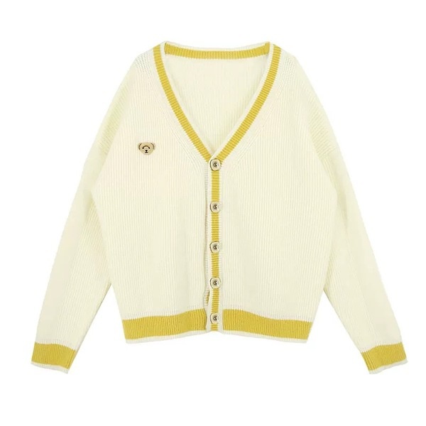 Áo khoác cardigan NZN cổ chữ V thêu họa tiết gấu hoạt hình thời trang Hàn Quốc dành cho nữ