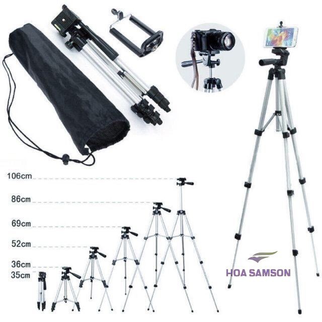 Giá đỡ chụp ảnh điện thoại tripod 3 chân 3110 kết hợp remote tương thích với nhiều dòng máy