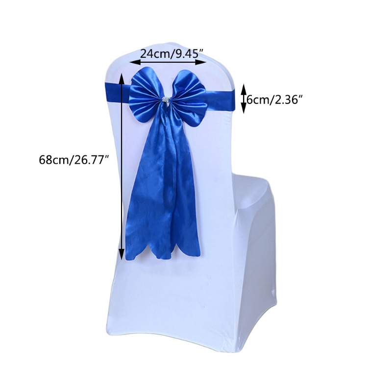 Dây Ruy Băng Thắt Nơ Đuôi Dài Bằng Satin Đính Đá Trang Trí Ghế Ngồi Tiệc Cưới