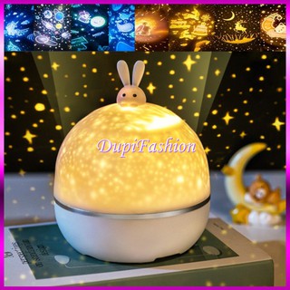 Đèn ngủ chiếu sao cổ tích đại đương sinh nhật xoay tự động đèn led lãng mạn - đèn chiếu lá mầm đèn chiếu thỏ