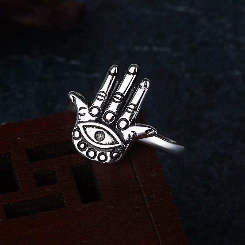 Nhẫn Hình Bàn Tay Hamsa May Mắn Phong Cách Ả Rập