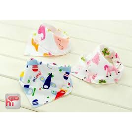 Khăn yếm cotton có cúc bấm in hình đẹp