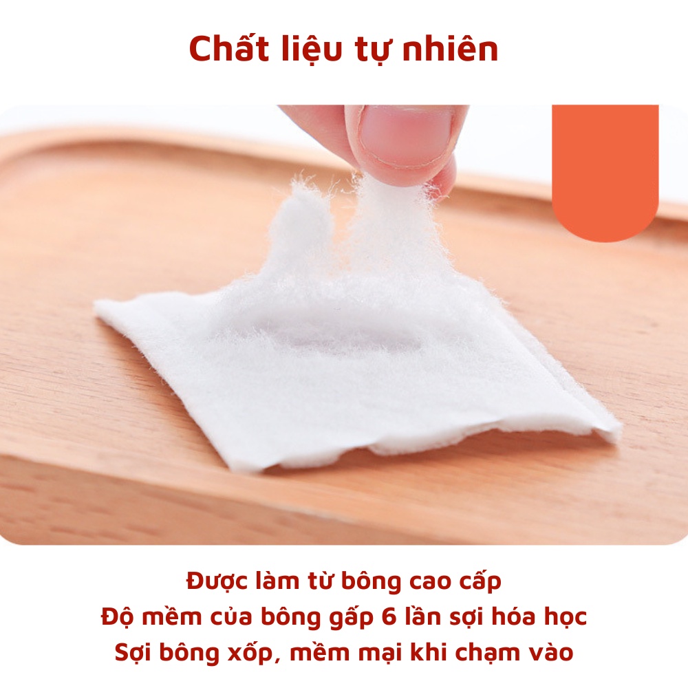 Bông tẩy trang 3 lớp Cotton Pads túi  222 miếng ít xơ chất liệu chất lượng cao hoàn toàn tự nhiên