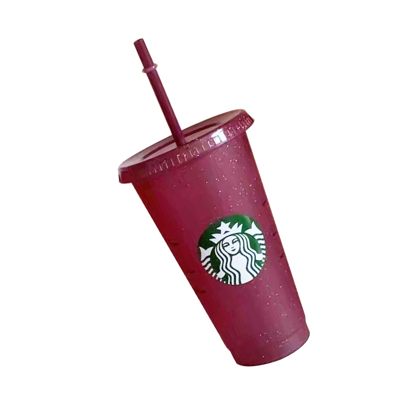 STARBUCKS Bộ 1 hoặc 5 ly nhựa có nắp và ống hút 24 fl oz lấp lánh tái sử dụng được làm quà tặng