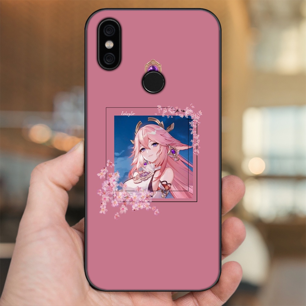 Ốp lưng Xiaomi Mi A2, Redmi 6X viền đen in hình Yae Miko Genshin Impact