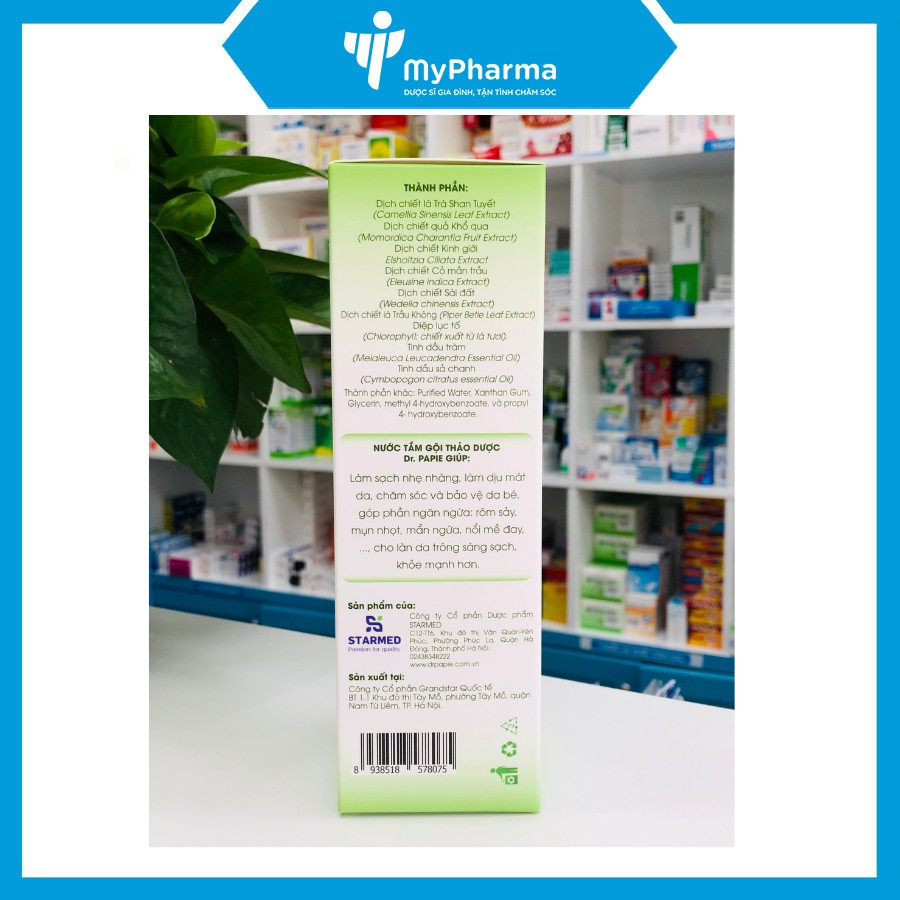 Nước tắm gội thảo dược Dr. Papie - Làm sạch và bảo vệ làn da tự nhiên cho bé
