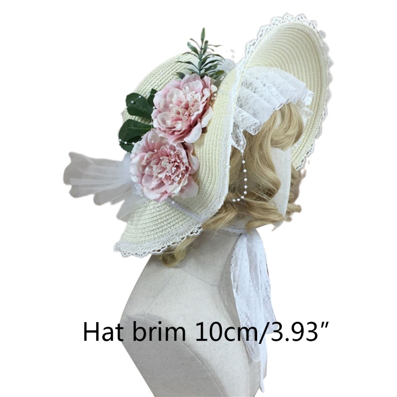 Mũ đan cói chống nắng có thể gập lại đính hoa lá làm đạo cụ dự tiệc cho nữ