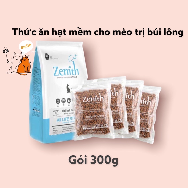 Thức ăn hạt mềm cho mèo Zenith chống búi lông gói 300g