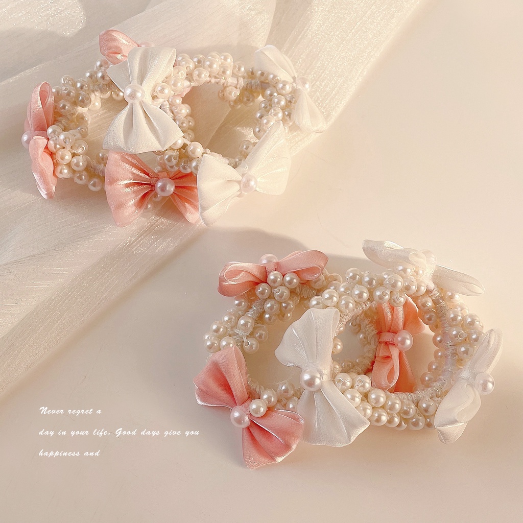 Băng Đô Thiết Kế Hình Nơ Đính Ngọc Trai Đơn Giản Thời Trang Theo Phong Cách Hàn Quốc Mới