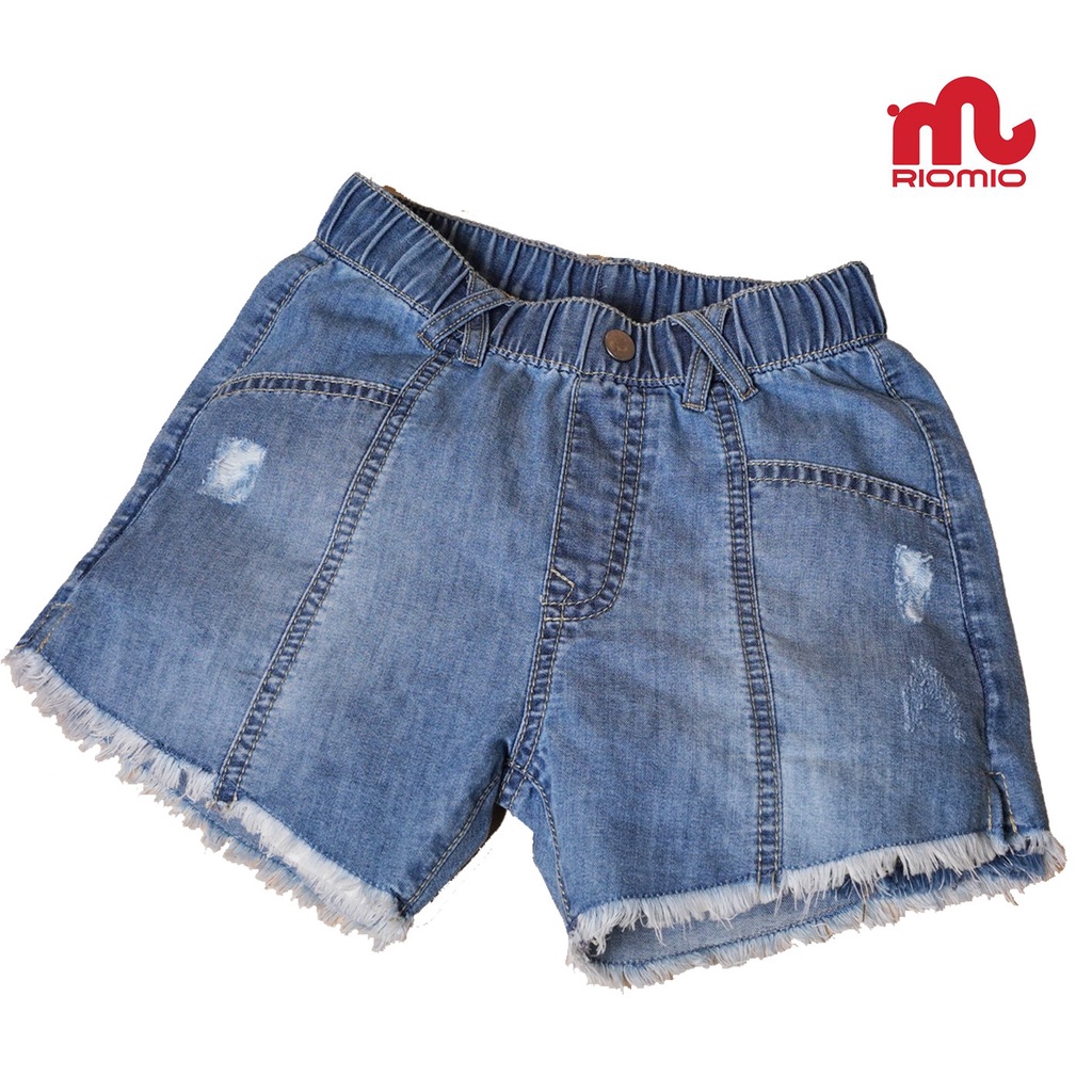 Quần short Jean cho bé gái chất liệu Denim Cool Max thoải mái Sooc bò cho bé thương hiệu RIOMIO màu Light - RO023.1