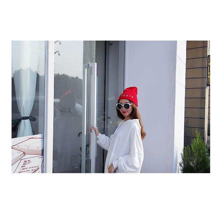 Mũ Len đan Beanie Thêu chữ Anti Social Cá tính Thời trang Ulzzang Hàn Quốc Mũ Len Beanie Phong cách