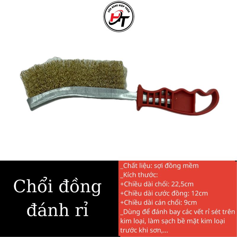 Chổi đánh rỉ sắt bàn chải đồng cán đỏ sét cầm tay loại đẹp CDRCD