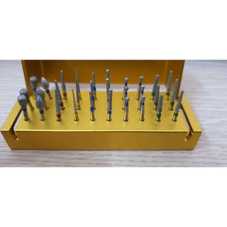 Set 30 mũi khoan kim cương nha khoa + 1 hộp cắm mũi khoan tiện lợi