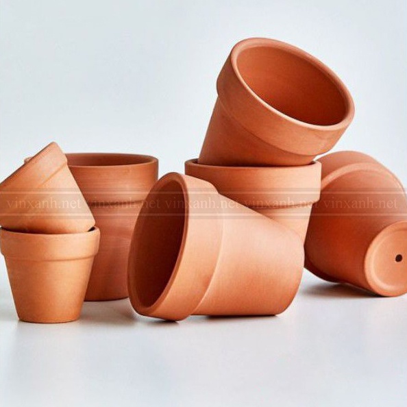 Chậu đất nung màu nâu đất trồng cây 15cm