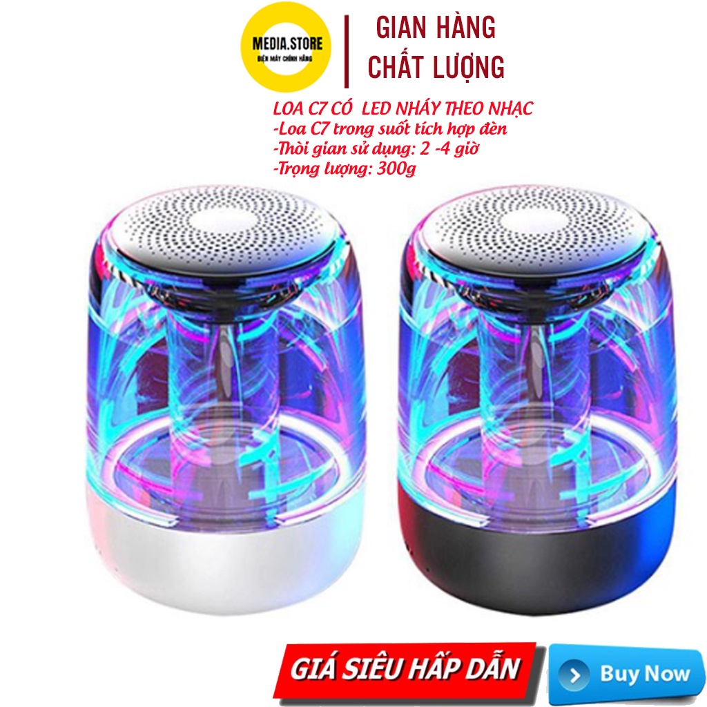 Loa đèn LED bluetooth C7 hỗ trợ thẻ nhớ TF 100HZ-20KHZ âm thành vòm 6D âm bass trầm led RGB 1000mA