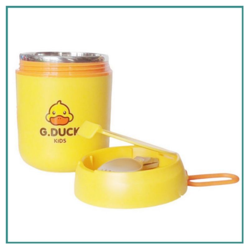 Bình ủ cháo,ca ủ cháo vịt vàng cho bé có quai cầm ruột inox304 cao cấp,dung tích500ml,hàng chính hãng