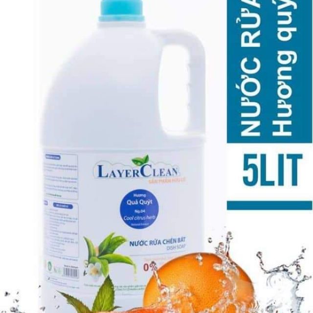 Nước rửa chén bát hữu cơ Layer Clean hương quýt 5l