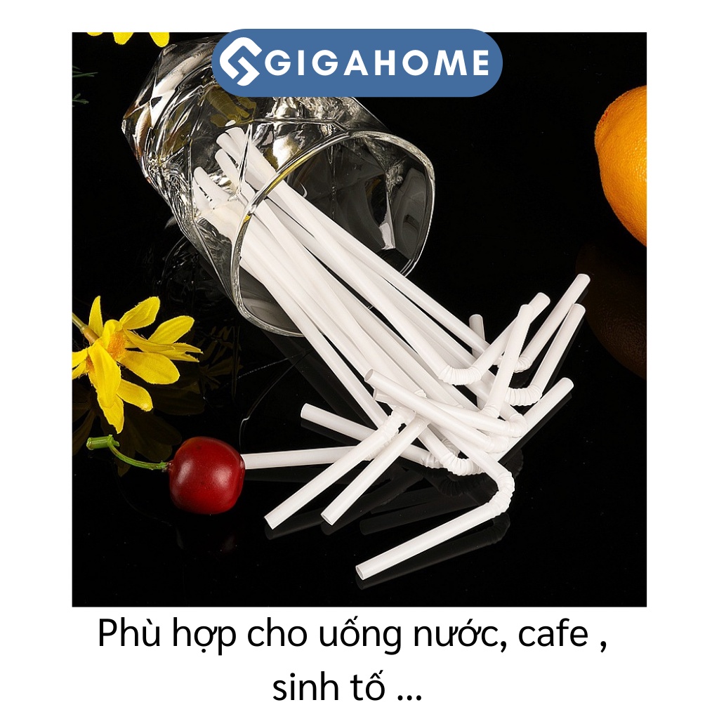 Combo 100 Ống Hút Nhựa Khuỷu Tay Thân Thiện Môi Trường GIGAHOME 9352