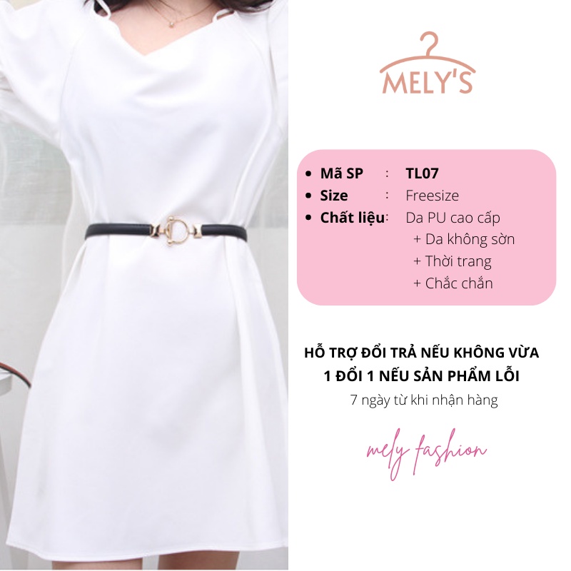 Dây đai nịt váy áo vest blazer trơn mặt tròn thắt lưng bản nhỏ màu đen trẻ trung cá tính TL07