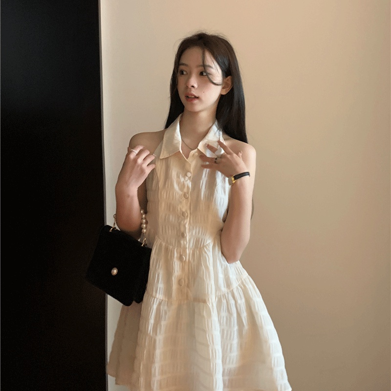Váy Chiffon Không Tay, Cổ Polo, Kiểu Mới Dành Cho Nữ