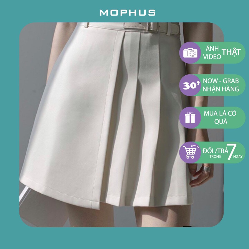 Chân váy đen trắng xếp ly ngắn nữ eo cao hè phong cách tennis ôm dáng chữ a Mophus MV012