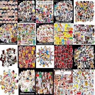 Sticker hoạt hình amine  nhiều mẫu chống nước hình dán mũ bảo hiểm vali laptop mẫu mới 2020 dễ thương