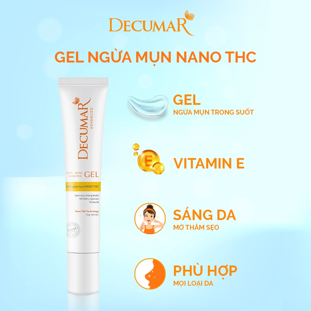 [NHẬP CVJUL1 -10%] Combo ngừa mụn sáng da Nano Nghệ trắng THC với Vitamin B3 (Gel mụn thâm+Gel rửa mặt+Kem chống nắng)