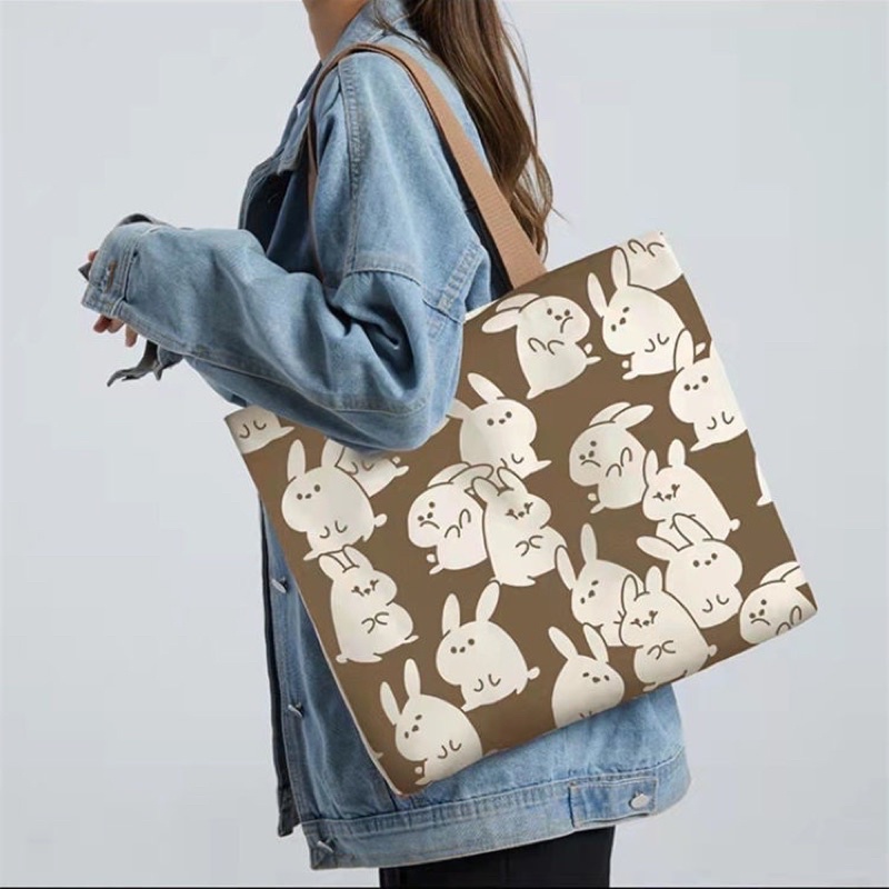 Túi vải đeo vai Hình nhiều Chú Gấu Canvas Nhật Bản