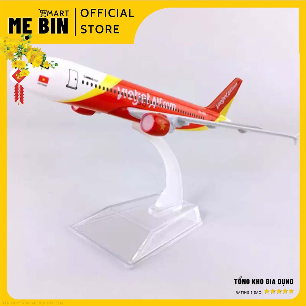 [20cm Có Bánh Xe] Mô Hình Máy Bay VietJet Mô Hình Đồ Chơi Cho Bé (20cm, 16cm) + Kèm Đế Trưng Bày - Mẹ Bin Mart