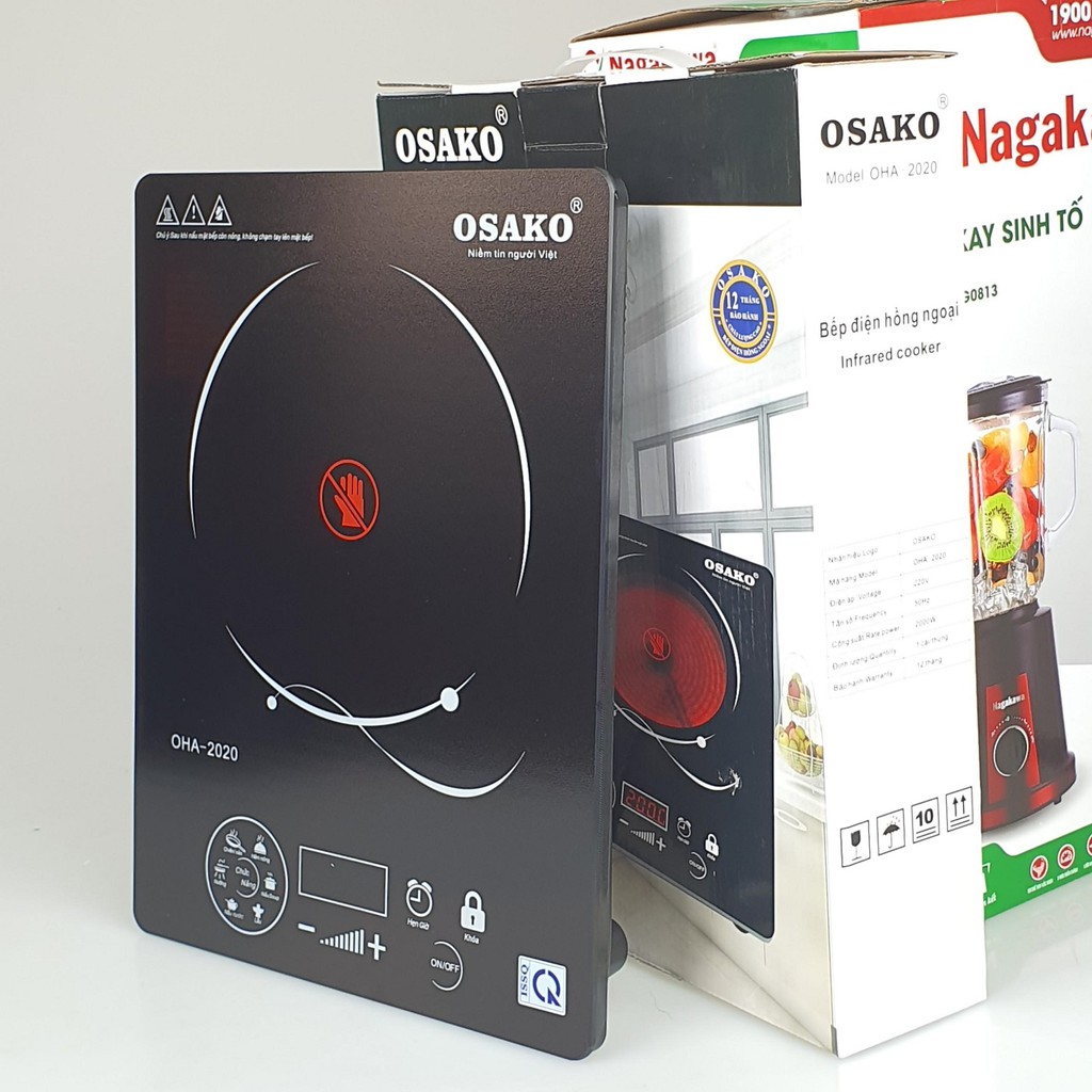 Bếp điện hồng ngoại đơn Osako OHA2020 công suất 2000W, phím cảm ứng, nấu được mọi loại nồi