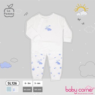 [Nhiều Size] SL126 Bộ Quần Áo DÀI TAY CÚC LỆCH ĐÁM MÂY TRẮNG LA POMME CHO BÉ