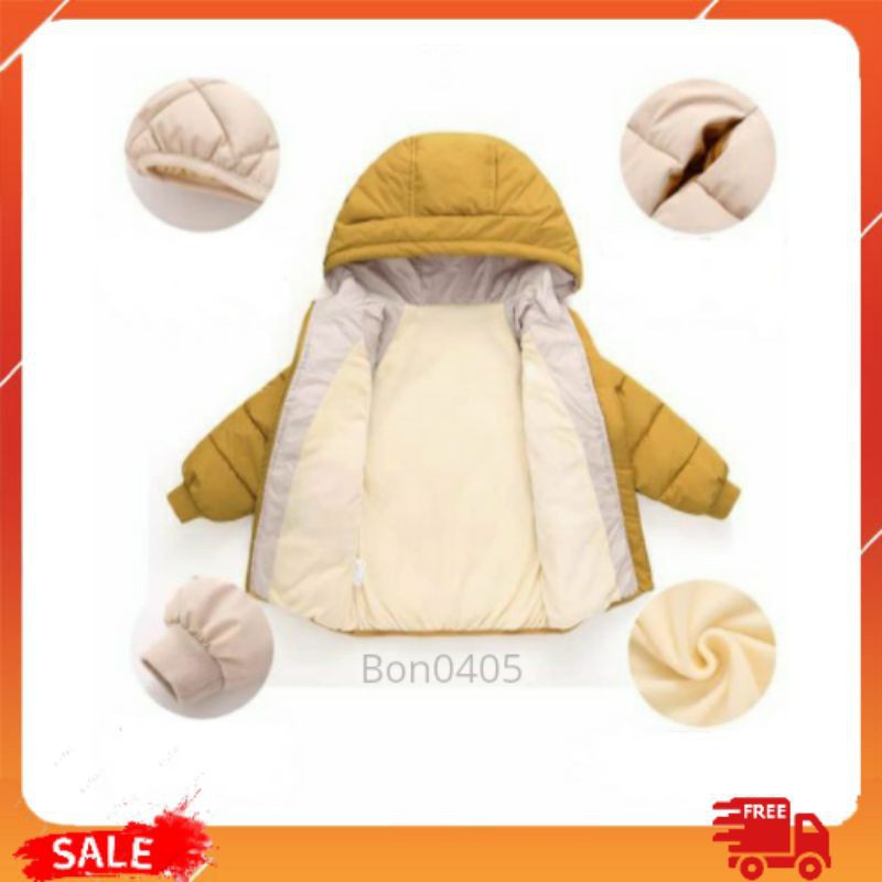 Áo Khoác Phao Quảng Châu Trần Trám Lót Nỉ Nhẹ Ấm Cho Bé Trai Bé Gái 3-7 Tuổi