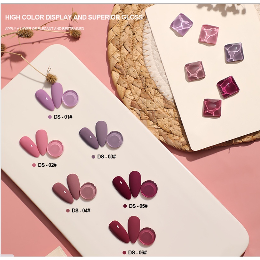 Sơn móng tay gel AS dùng máy hơ tone hồng vỏ đỗ tím trầm VUA SƠN AS mã DS 15ml