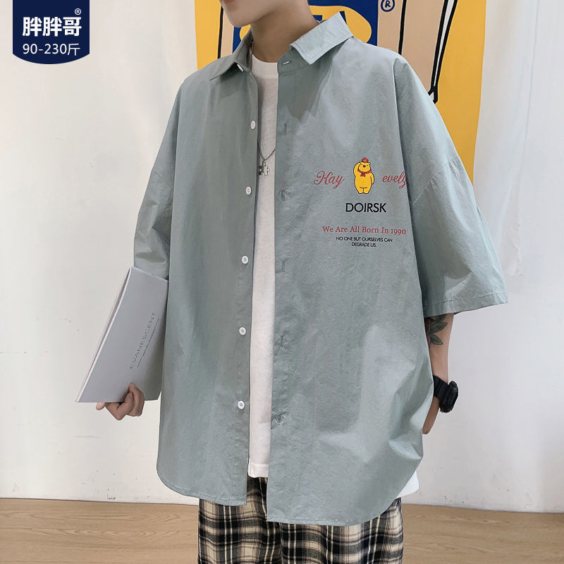 Áo sơ mi tay ngắn in hình gấu hoạt hình thời trang mùa hè cho bé trai size S-3XL | BigBuy360 - bigbuy360.vn