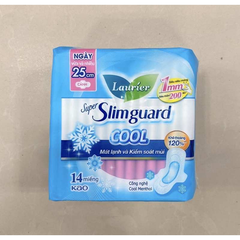 [Cộng thêm 4M] Băng Vệ Sinh ban ngày Laurier Slimguard Cool siêu mỏng 1mm mát lạnh