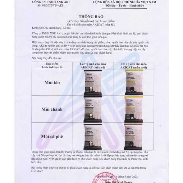 [Hỏa Tốc] Cát vệ sinh đất sét mix than hoạt tính AKICAT 8L cho mèo - Khử mùi/ Vón cục tốt/ Hút ẩm - FREESHIP PHÚ NHUẬN