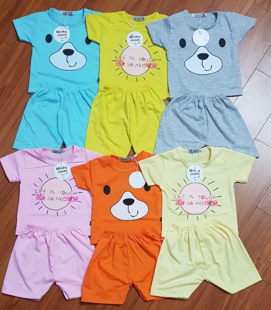 [CAO CẤP] [HÀNG LOẠI 1] Bộ MINKY MOM Cộc Tay Cotton 4 chiều in Hình siêu yêu cho bé trái/gái