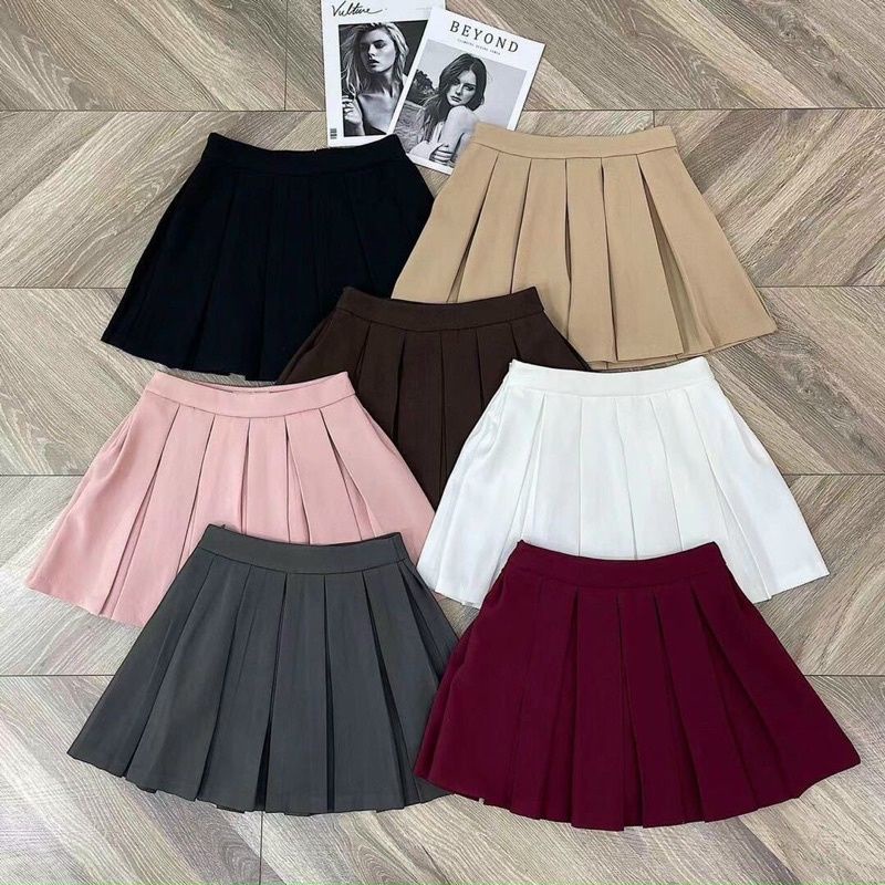 BIGSIZE Chân váy xếp li CV38 Chất liệu: cotton lạnh Màu sắc: đen - nâu - trắng - đỏ