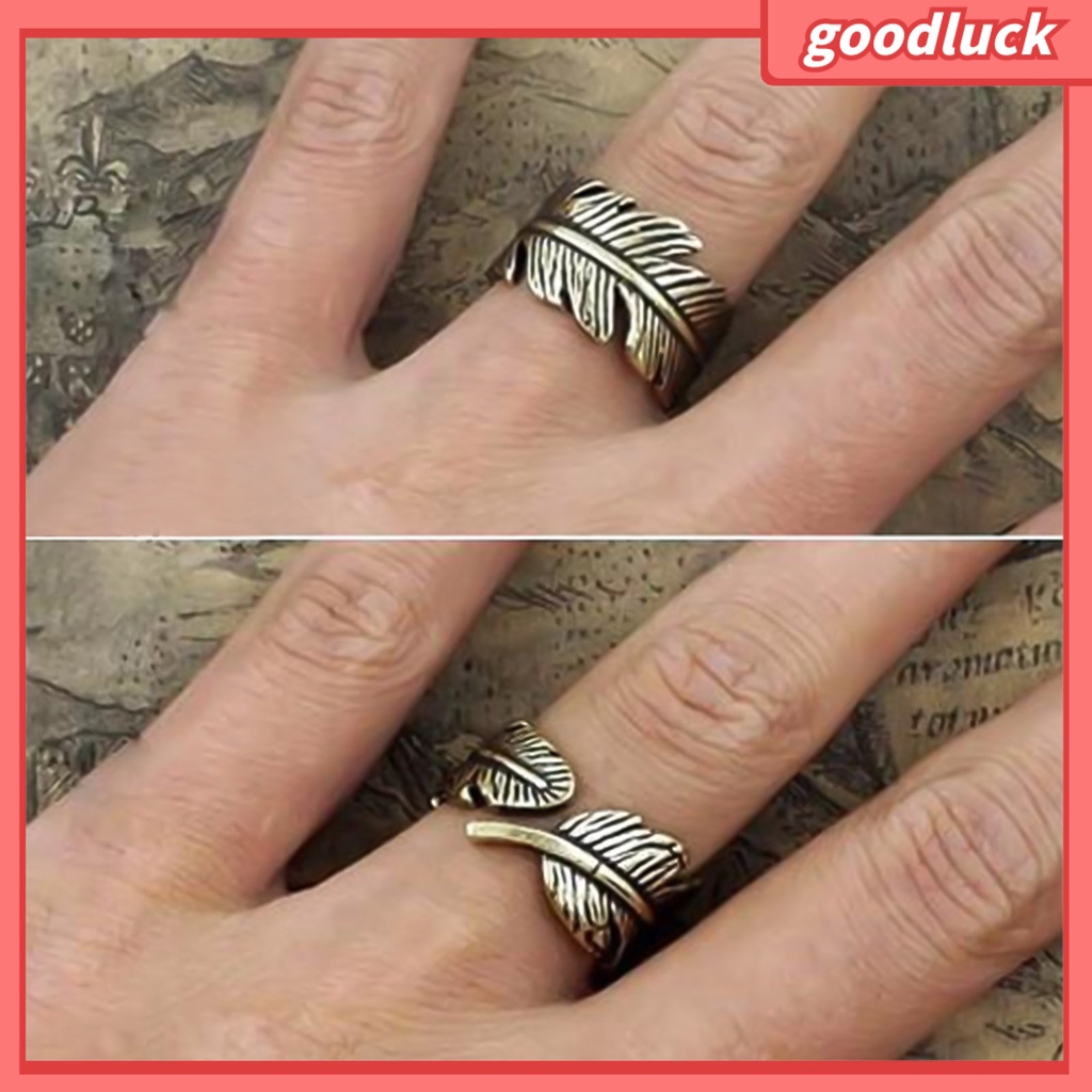 Nhẫn hở hình chiếc lá bằng đồng có thể điều chỉnh phong cách cổ điển cho nam và nữ
