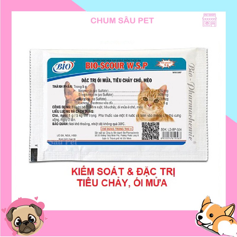 [Mã 159FMCGSALE giảm 8% đơn 500K] BIO SCOUR W.S.P - Kiểm Soát Ói Mửa, Tiêu Chảy Chó Mèo