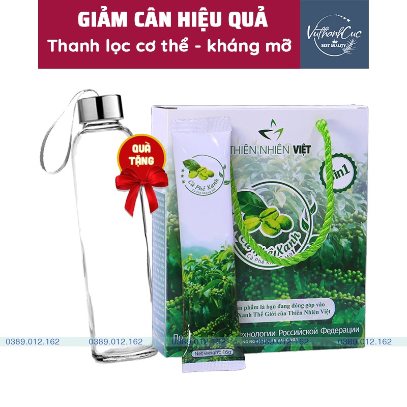 [COMBO 3 HỘP]Cà Phê Xanh Giảm Cân, Kháng Mỡ Thiên Nhiên Việt - Chính Hãng Mẫu Mới Nhất