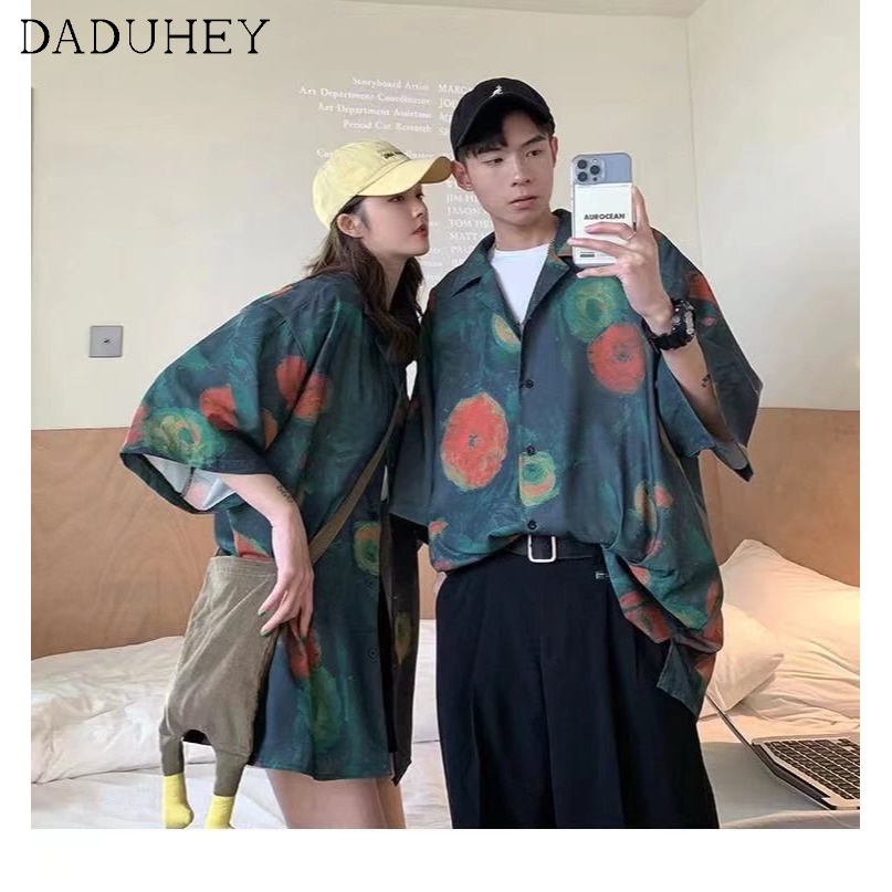 Áo khoác tay ngắn họa tiết tranh sơn dầu dáng rộng phong cách Mỹ retro vintage thời trang đường phố thường ngày cho nữ