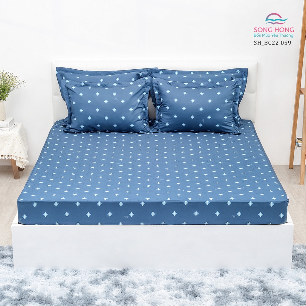 Bộ ga chun (k.chần) 1.6mx2m - Chất cotton - Sông Hồng chính hãng.